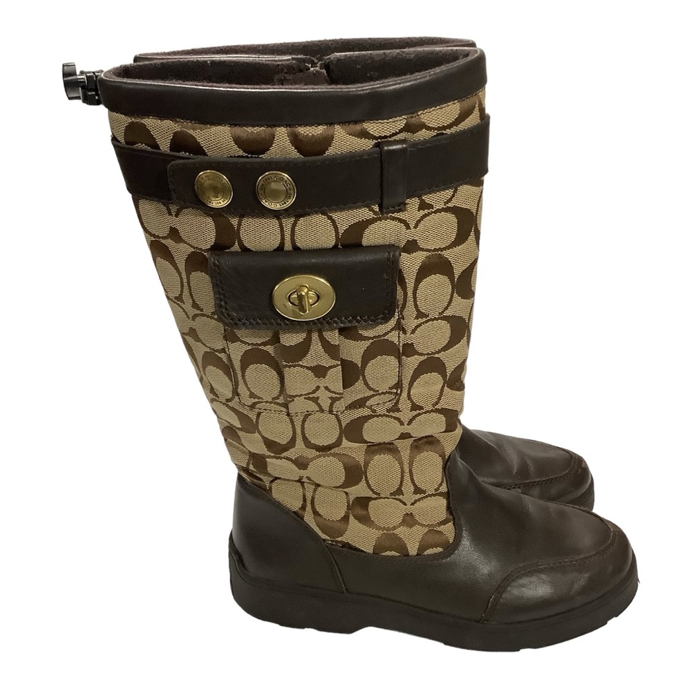 Coach Kayla Signature Print Canvas Boots - Picture 1 of 5